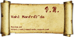 Vahl Manfréda névjegykártya